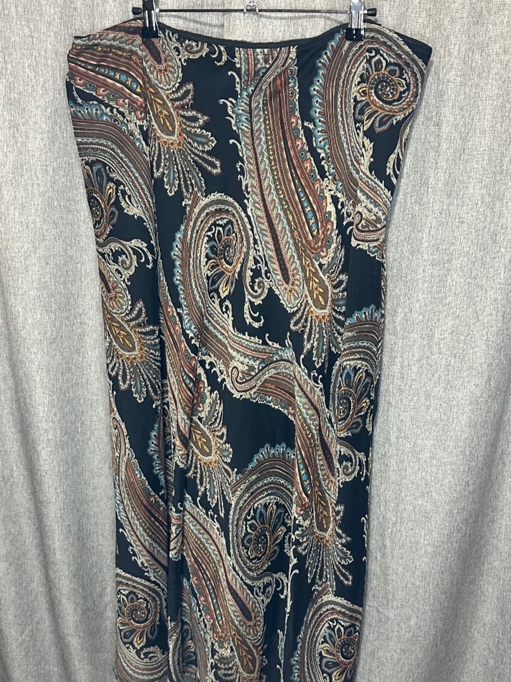 Cato Vintage Paisley Floral Brocade A-Line Maxi Skirt Black Multi - 18/20